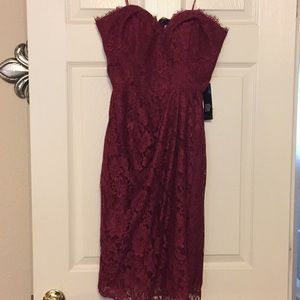 Brand new Burgundy lace zip back dress with tags